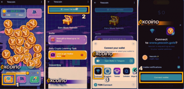 اتصال کیف پول به بازی یس کوین