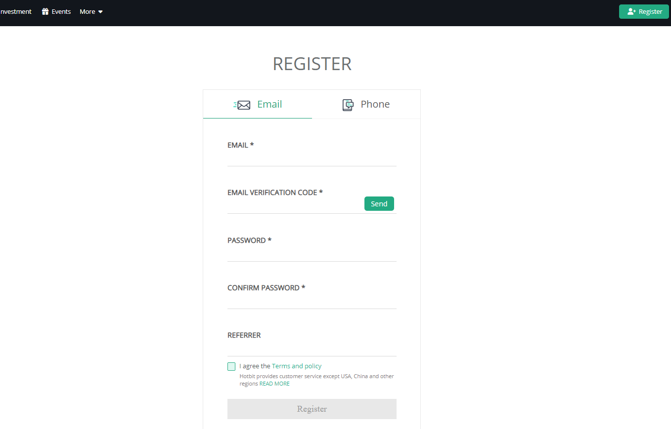 ثبت نام در صرافی هات بیت